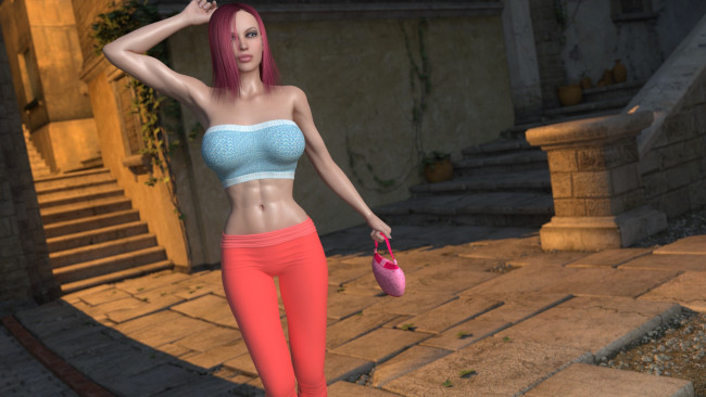 Обои картинки фото 3д графика, люди , people, девушка, взгляд, фон