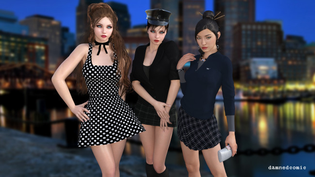 Обои картинки фото 3д графика, люди , people, девушки, взгляд, фон