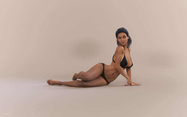 Обои картинки фото 3д графика, люди , people, взгляд, фон, девушка