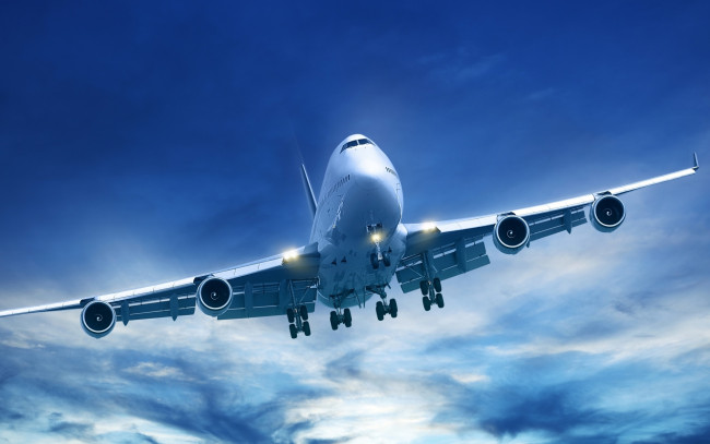 Обои картинки фото авиация, 3д, рисованые, v-graphic, облака, небо, полет, самолет