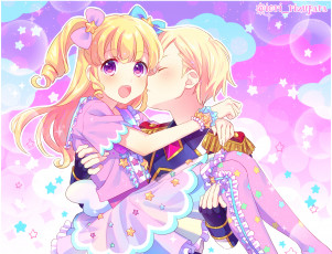 обоя аниме, pripara, поцелуй