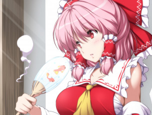 Картинка аниме touhou девушка взгляд фон