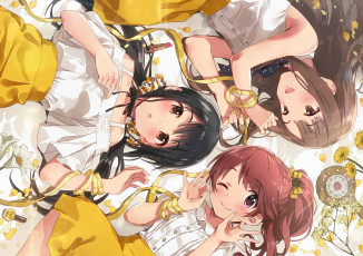 Картинка аниме idolm@ster девушки взгляд фон