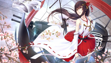 Картинка аниме kantai+collection фон девушка взгляд