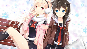 Картинка аниме kantai+collection фон девушки взгляд