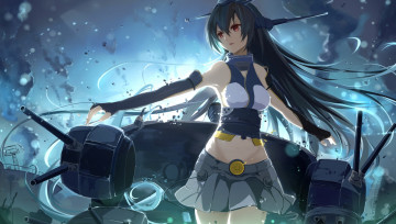 Картинка аниме kantai+collection девушка взгляд фон