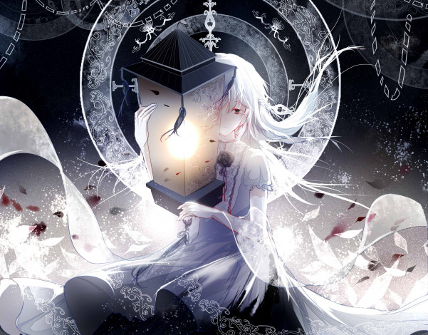 Обои картинки фото аниме, магия,  колдовство,  halloween, девушка