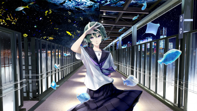 Обои картинки фото аниме, город,  улицы,  здания, tagme