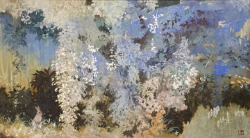 Картинка рисованное природа дерево заяц