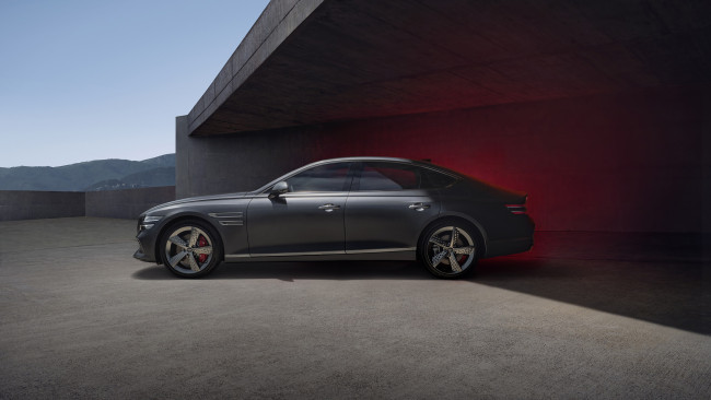Обои картинки фото genesis g80 sport, автомобили, genesis, серый, здание