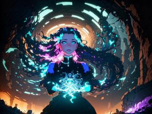 Картинка аниме магия +колдовство +halloween нейросети графика нейроарт ai art нейронные сети рисунки нейро искусство