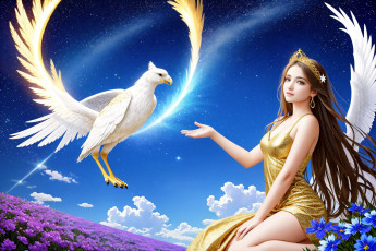 Картинка фэнтези девушки нейросети графика нейроарт ai art нейронные сети рисунки нейро искусство