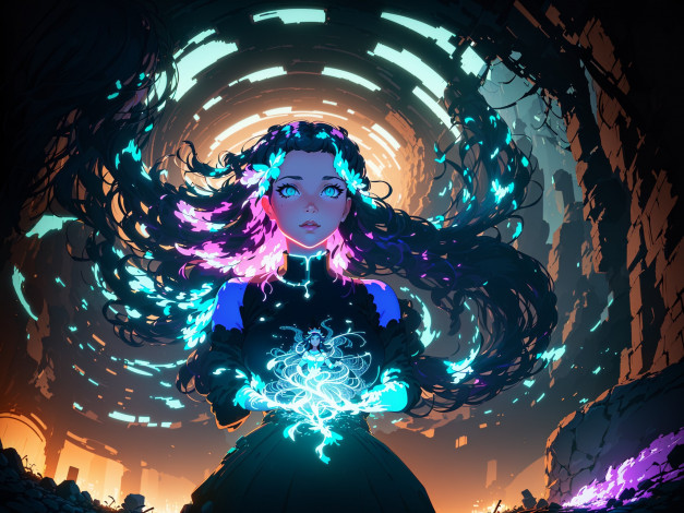 Обои картинки фото аниме, магия,  колдовство,  halloween, нейросети, графика, нейроарт, ai, art, нейронные, сети, рисунки, нейро, искусство