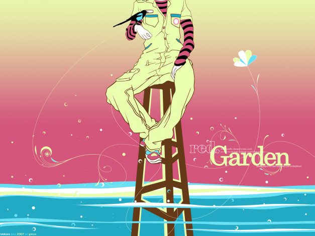 Обои картинки фото аниме, red, garden