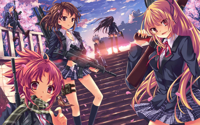 Обои картинки фото аниме, weapon, blood, technology