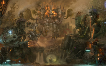 обоя yang, xueguo, фэнтези, иные, миры, времена, yang xueguo, роботы, механизмы, оркестр, концерт