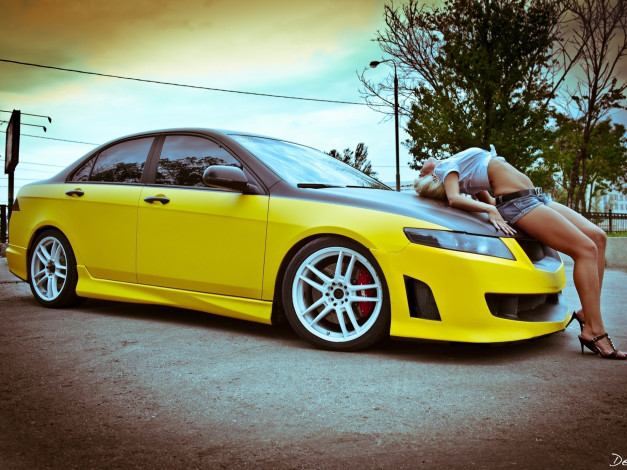 Обои картинки фото автомобили, авто, девушками, honda