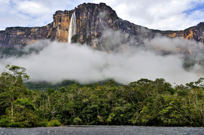 Обои картинки фото salto, angel, природа, горы, высочайший, в, мире, ангел, водопад, обрыв, джунгли