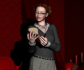 Картинка 3д+графика люди+ people коса очки девушка взгляд