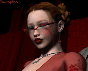 обоя devotion, 3д графика, люди , people, девушка, взгляд, очки