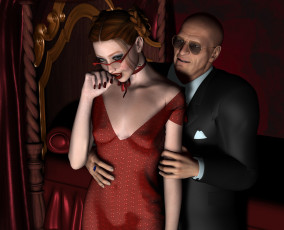 Картинка devotion 3д+графика люди+ people очки девушка мужчина взгляд