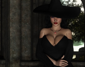 Картинка 3д+графика люди+ people девушка взгляд шляпа