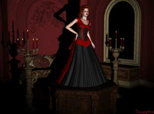 Картинка 3д+графика люди+ people свечи комната взгляд девушка