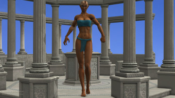 обоя 3д графика, эльфы , elves, колоны, взгляд, эльфийка