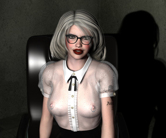 Обои картинки фото 3д графика, люди , people, тату, фон, очки, блондинка, взгляд, девушка