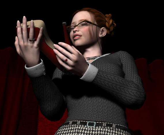 Обои картинки фото 3д графика, люди , people, очки, взгляд, девушка