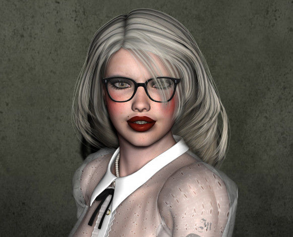 Обои картинки фото 3д графика, люди , people, взгляд, девушка, фон, очки, блондинка, тату