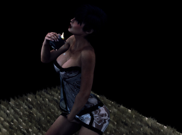 Обои картинки фото 3д графика, люди , people, свеча, взгляд, девушка