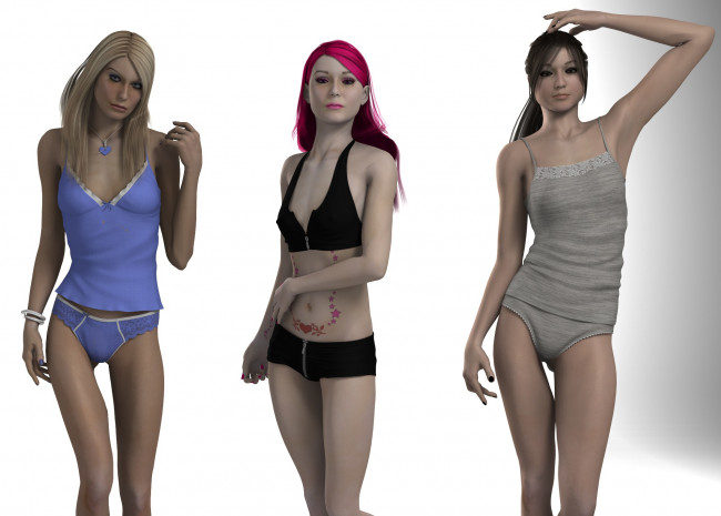 Обои картинки фото 3д графика, люди , people, фон, взгляд, девушки