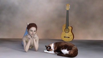 Картинка 3д+графика люди+ people девушка взгляд фон