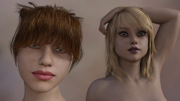 Картинка 3д+графика портрет+ portraits фон взгляд девушки