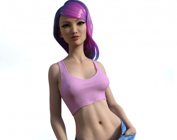 Обои картинки фото 3д графика, люди , people, взгляд, девушка, фон