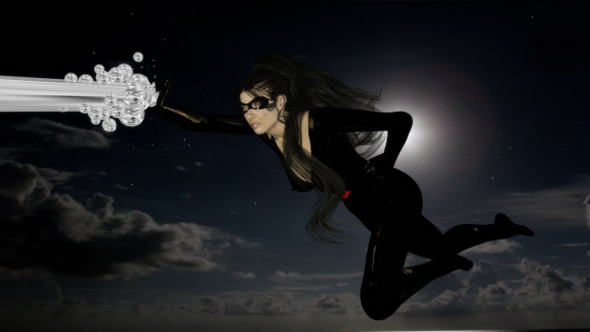 Обои картинки фото 3д графика, фантазия , fantasy, девушка, взгляд, фон, полет