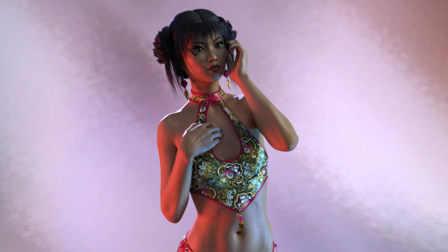 Обои картинки фото 3д графика, люди , people, взгляд, фон, девушка