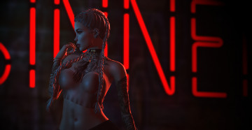 Картинка 3д+графика люди+ people фон фигура косички тату лицо волосы