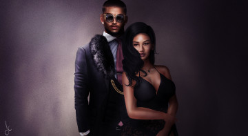 Картинка 3д+графика люди+ people пара фон девушкa парень