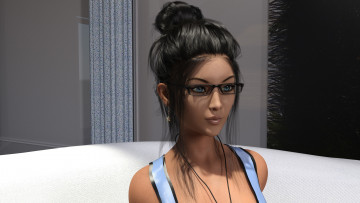 Картинка 3д+графика портрет+ portraits фон девушка взгляд