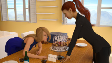 обоя 3д графика, праздники , holidays, фон, взгляд, девушки