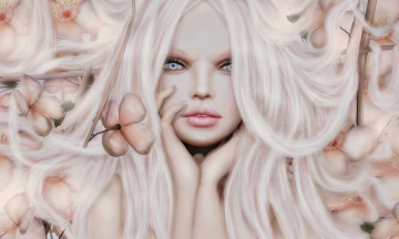 Картинка 3д+графика портрет+ portraits волосы лицо фон взгляд