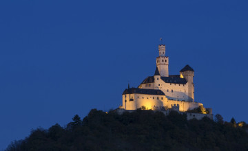 Картинка замок+марксбург города -+дворцы +замки +крепости подсветка гора деревья небо