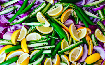 Картинка еда фрукты+и+овощи+вместе лук лимоны фасоль