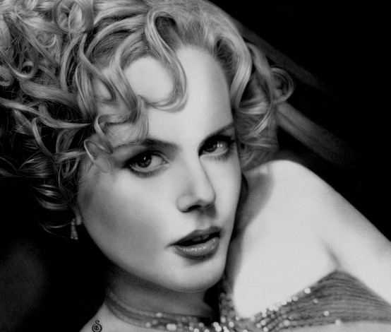 Обои картинки фото nicole kidman, рисованное, люди, взгляд, фон, девушка