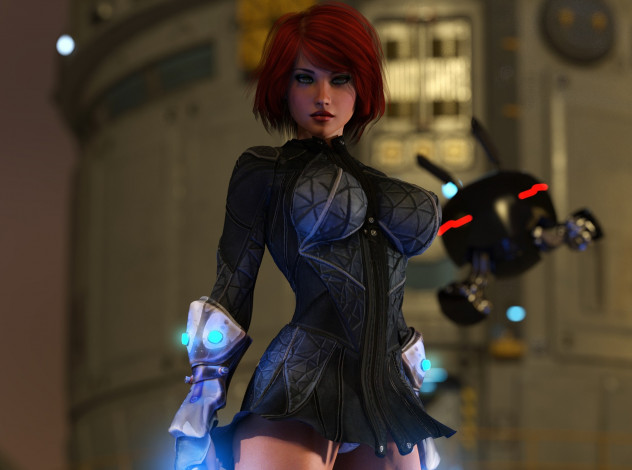 Обои картинки фото 3д графика, фантазия , fantasy, фон, взгляд, девушка