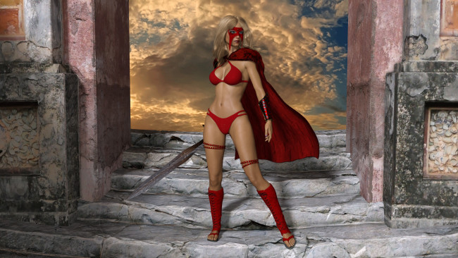 Обои картинки фото 3д графика, фантазия , fantasy, фон, взгляд, девушка