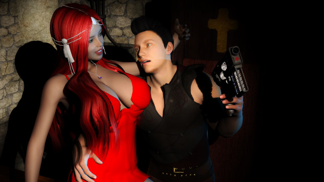 Обои картинки фото 3д графика, люди , people, взгляд, девушка, фон