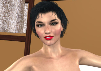 Картинка 3д+графика портрет+ portraits фон девушка взгляд